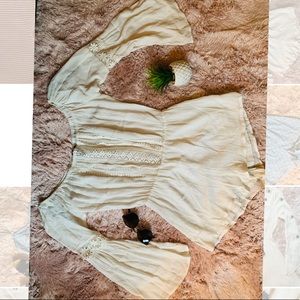 Boho off the shoulder romper